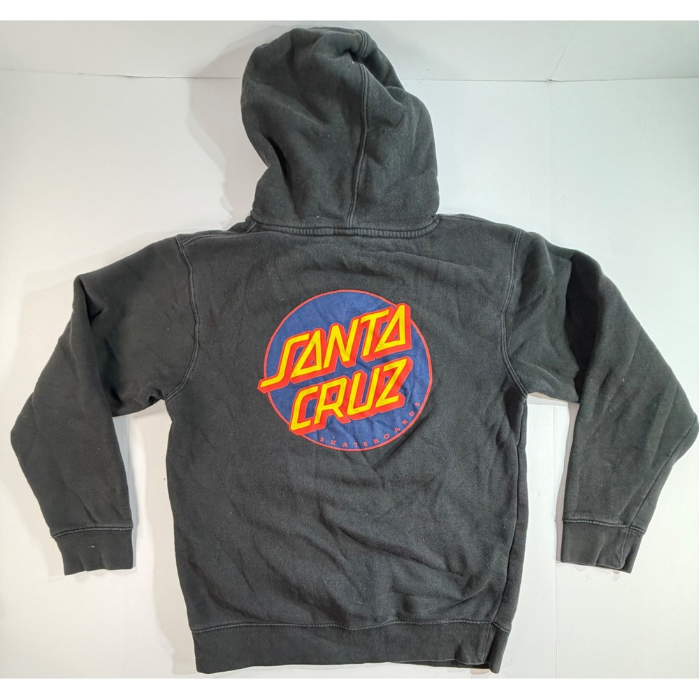 Santa Cruz Skateboards Hoodie Black Graphic Logo Pullover Sweatshirt Mens S